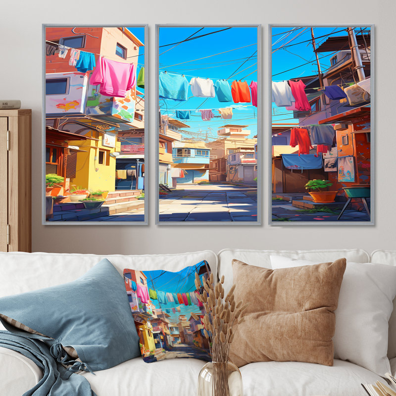 Verdell - ensemble d'art mural «City Buildings», Encadrement argenté, H 28 po x l 36 po x P 1 po