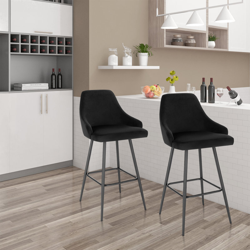 Liftig Upholstered Counter Stool with Metal Frame, Black