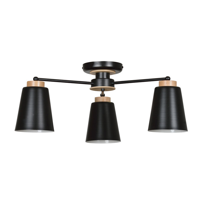 Neville Powdered Coated Steel Semi Flush Mount, Black