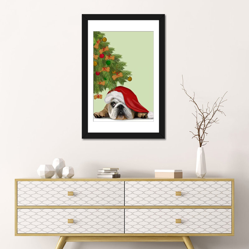 « english bouledogue cookie tree », reproduction sur toile tendue Fab Funky, H 24 po x l 16 po x P 1 po, Blanc