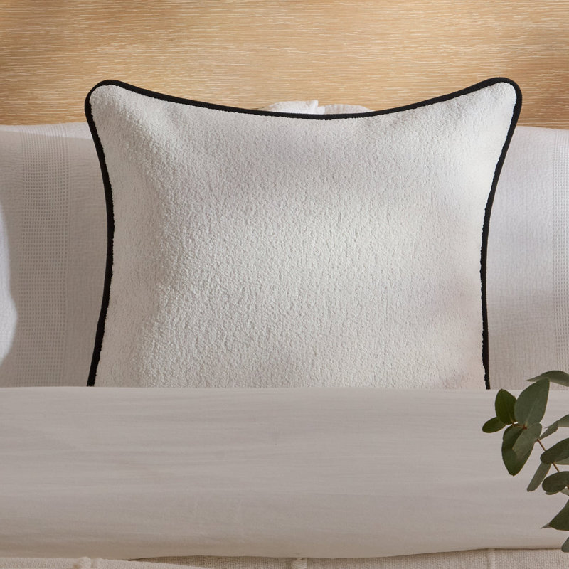 Square Cushion Cover, Ivory/Black