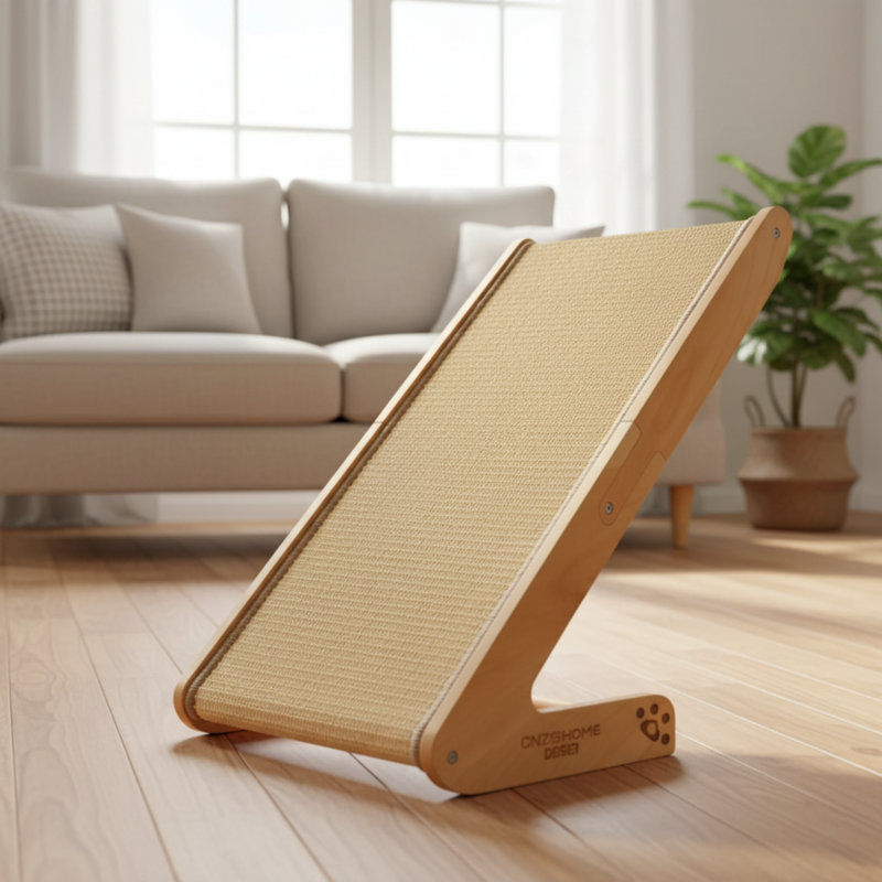 Poteau à griffer pour chat en forme de L en bois massif, tapis d'escalade vertical en sisal - un cadeau pratique et réfléchi.
