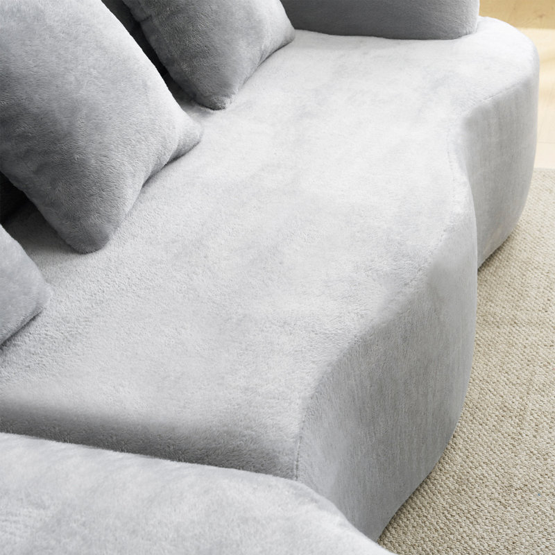 Canapé modulaire à compression complète avec méridienne incurvée, canapé modulaire en chenille, haute densité pour le salon en appartement
