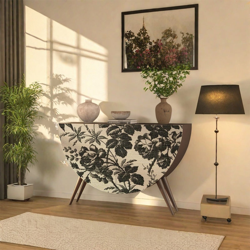 Sturdy Ash Wood Double-Layer Sideboard, Walnut