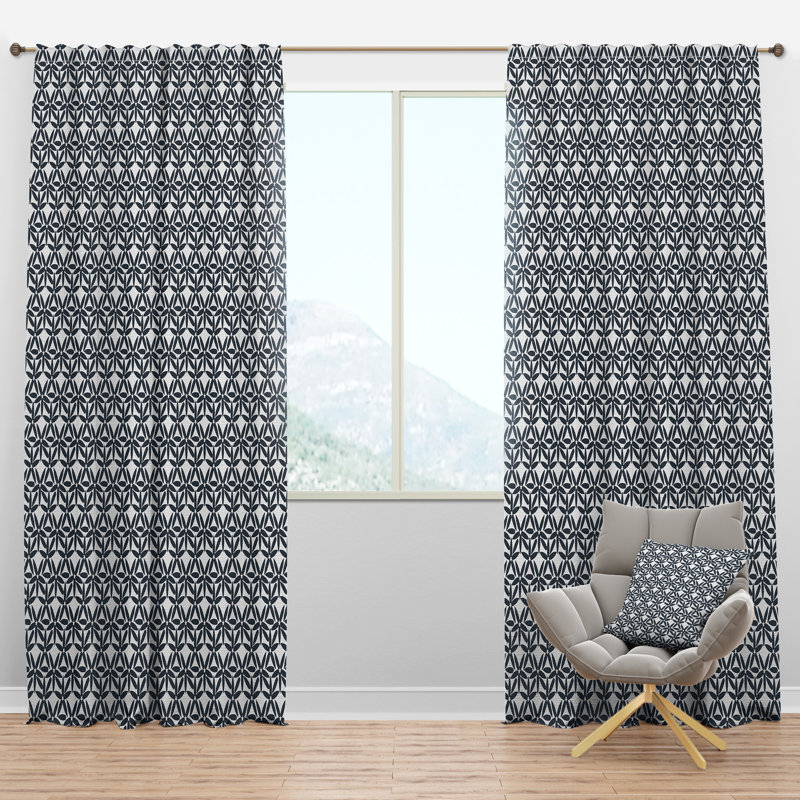 Panneau de rideau simple semi-diaphane avec passe-tringle Design IV, l 52 po x L 63 po