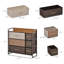 Commode 7 tiroirs en tissu, tour de rangement à 3 niveaux avec structure en acier et plateau en bois d'érable pour le vestibule de la chambre à coucher