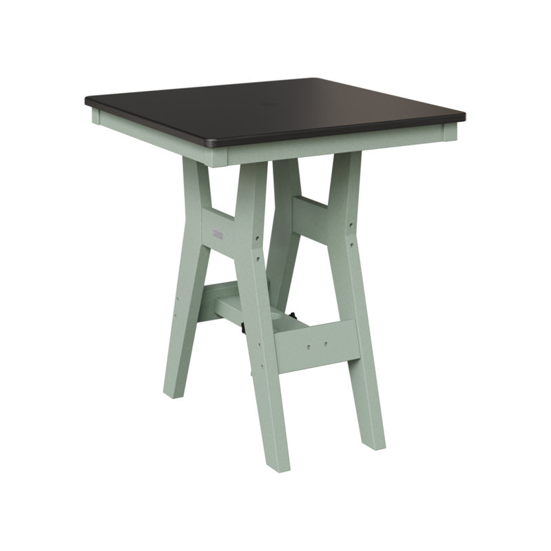 Table de bar carrée 28 po Berlin Gardens Harbor, H 38,87 po x l 28 po x P 28 po, Noir martelé, Écume de mer, écume de mer