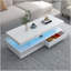 Table basse à DEL avec rangement, table centrale avec 2 tiroirs et tablettes de présentation, mobilier d'appoint avec lumières DEL pour le salon-1066062063