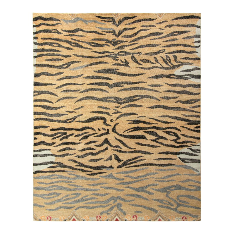 Distressed Homage Handmade Kilim Wool Animal Print Area Rug, Rectangle 6' x 9'