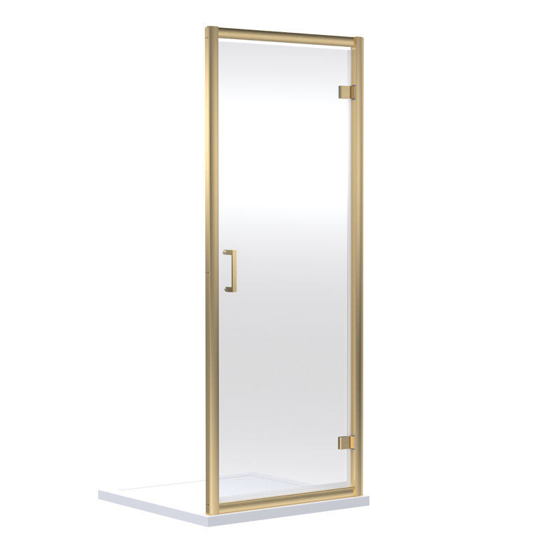 Rene 1900 x 800mm Hinged Shower Door, Brushed Brass