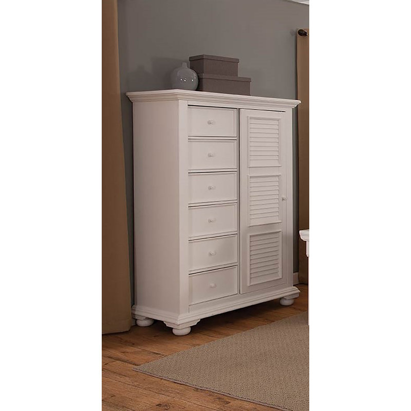 Menahan Morpeth 8 Drawer 35.5" W Gentleman's Chest, Eggshell White