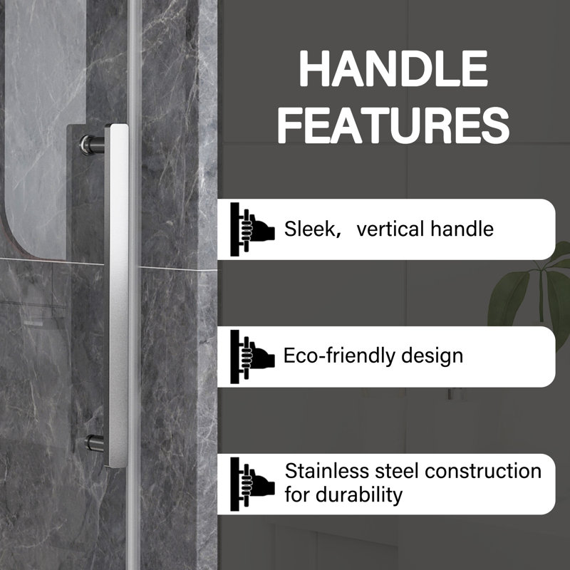 60" x 76" Frameless Brushed Nickel Double Sliding Shower Door