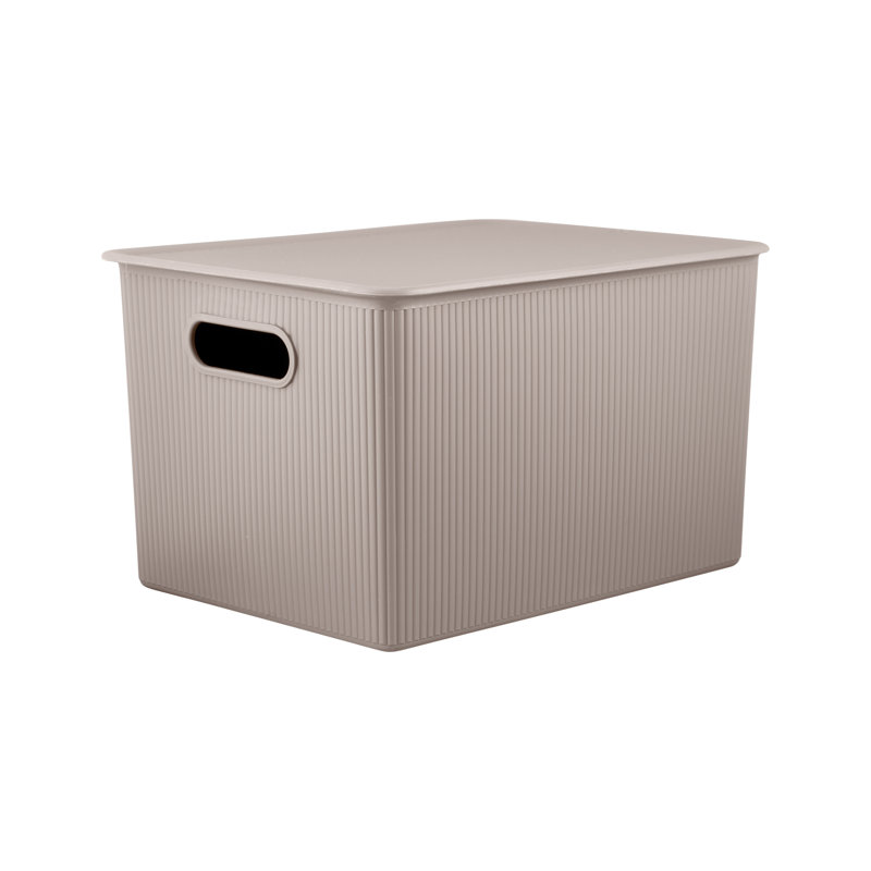 Ribbed Plastic Basket, 1, Taupe