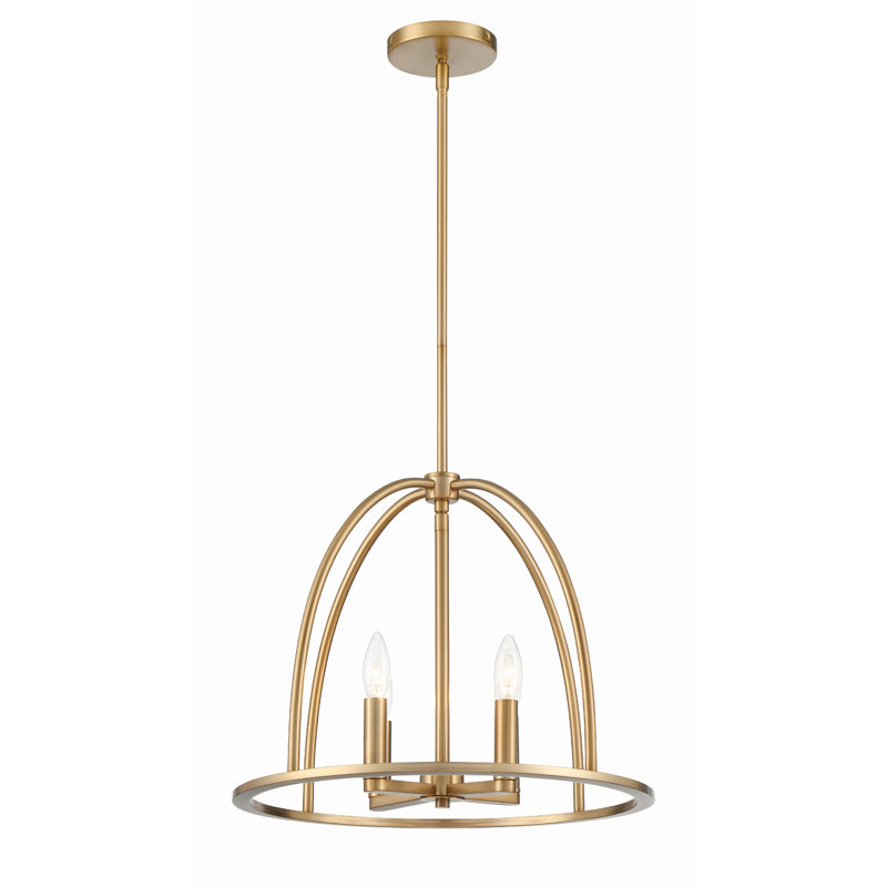 Lustre géométrique à 4 lumières Roumel, Doré