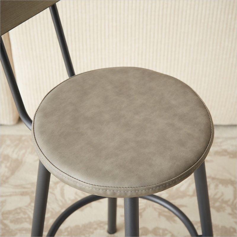 Ensemble de table de bar industriel avec 3 tabourets rembourrés, gris neutre et noir, d'une longueur de 63 pouces, pour la cuisine, la salle à manger et le divertissement