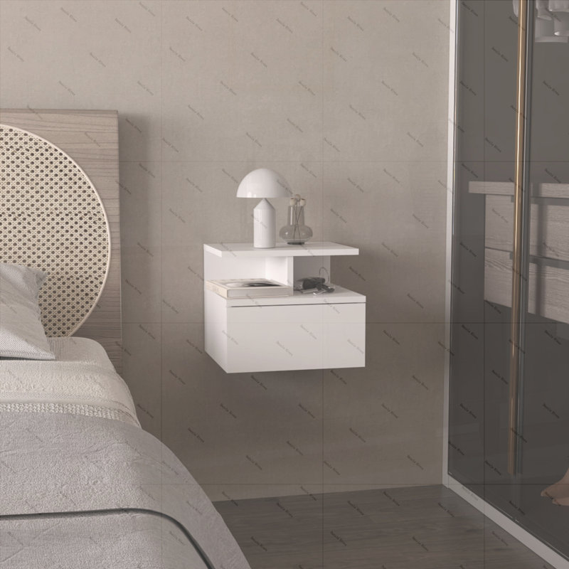 Mason 1-Drawer Floating Nightstand, White