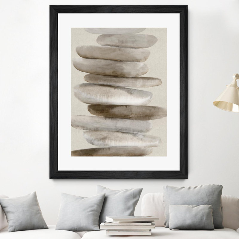 Stacked Rocks Ii '' mat et encadré, Noir, L 24 po x H 32 po