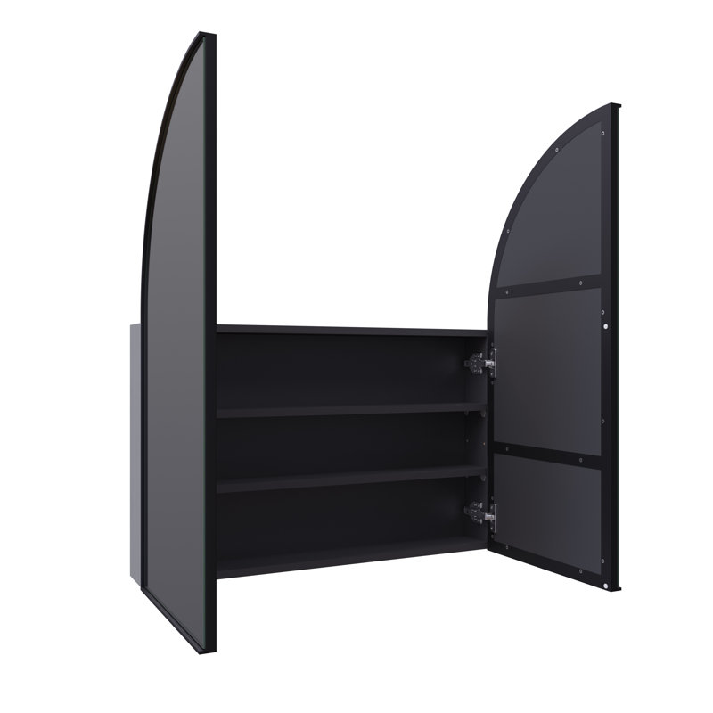 Two Door Steel Frame Arch Shape Medicine Cabinet, Black