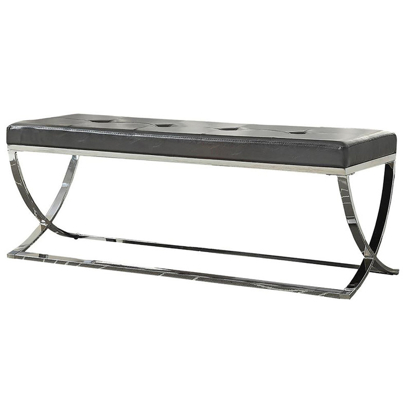 Stylish Black Curve-Legged Bench With Cover For Hallway Elegant Upholstered Frame And