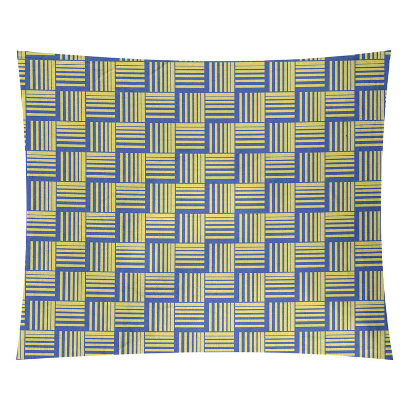 Tapisserie, H 27,5 po x l 37,5 po, Bleu/jaune