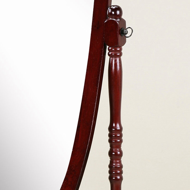 Finition miroir de plancher de bois traditionnel de style reine Anna, H 59 po x l 23 po x P 16 po, Cerisier