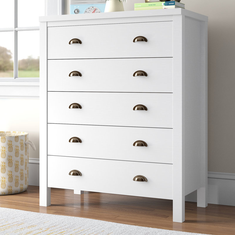Commode 5 tiroirs Humberto, Blanc