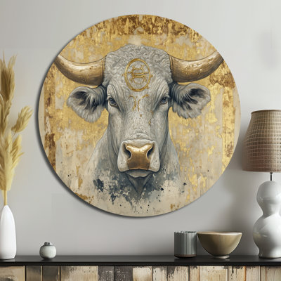 Gilded Taurus - Gold Astrology Metal Art Print