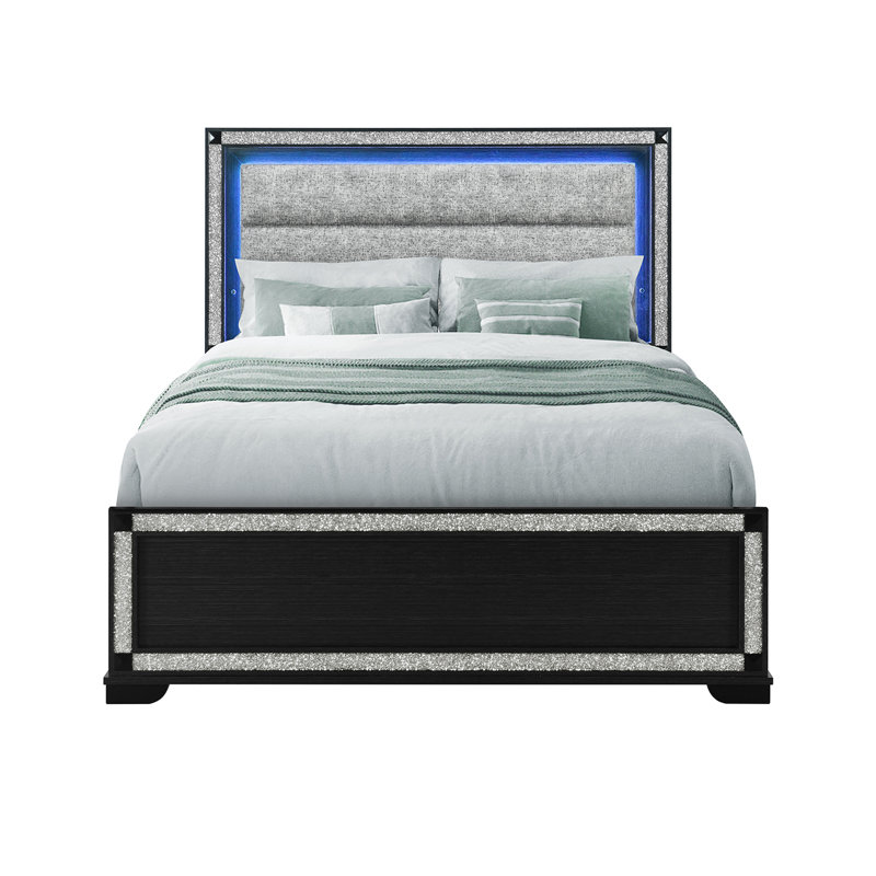 Grand lit gris anthracite Soleil, Grand, Noir