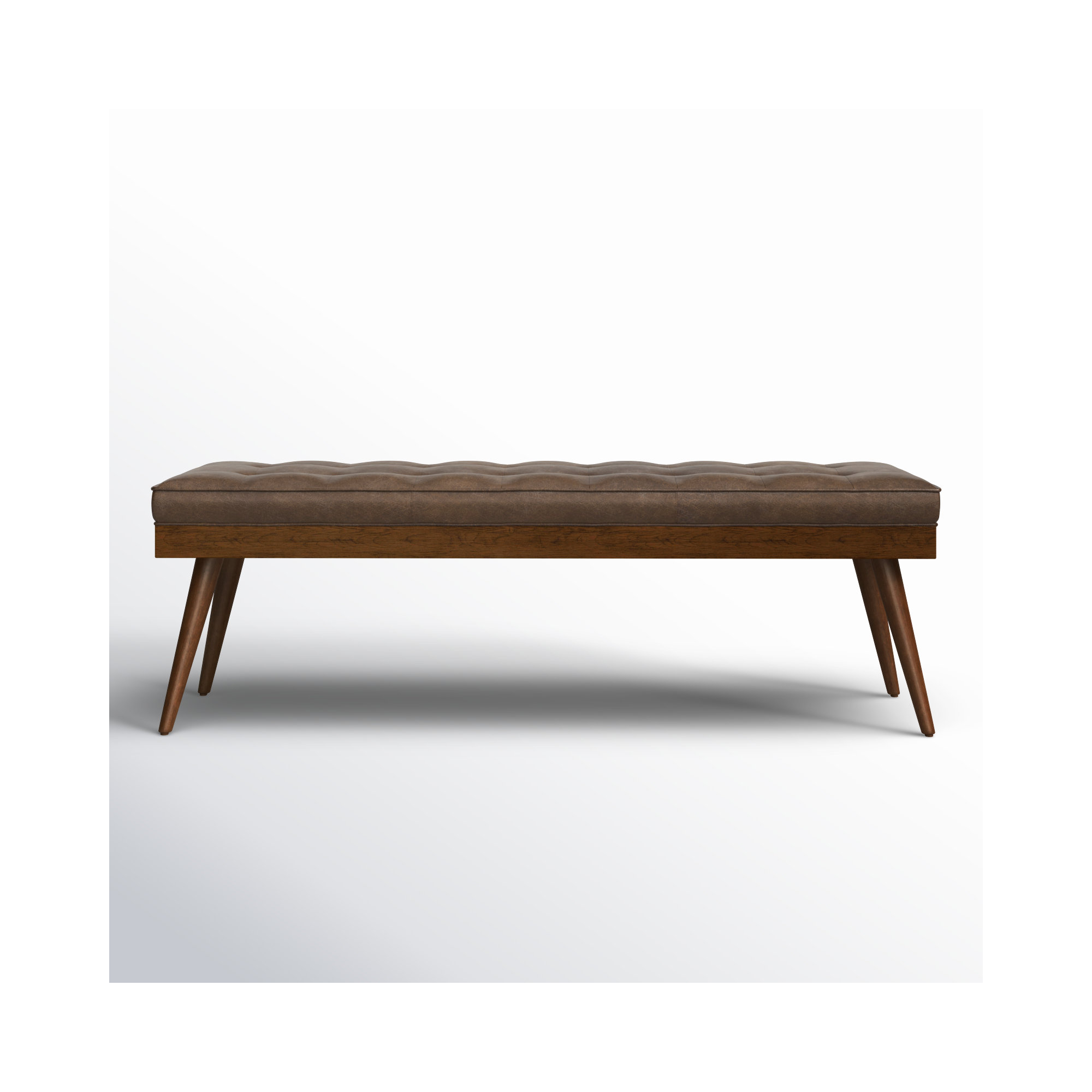 Luca Full-Grain Italian Genuine Leather Bench, Cocoa Brown