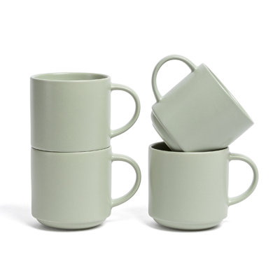 Over&Back Stackable Semi-Matte Hand-Finished Stoneware Mugs, Set of 4