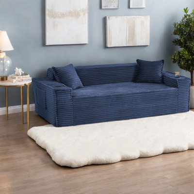 Compression Sofas With Storage, 80.7 Inch Corduroy Modern Couch For Home