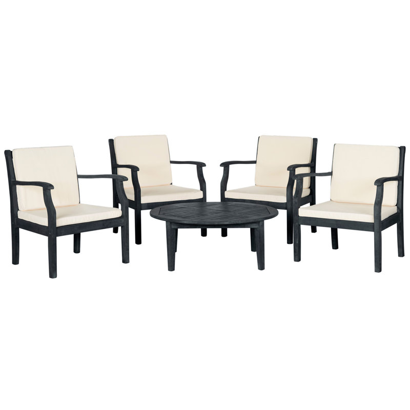 Ensemble de conversation avec coussins 5 pièces Kamyri, Gris ardoise foncé