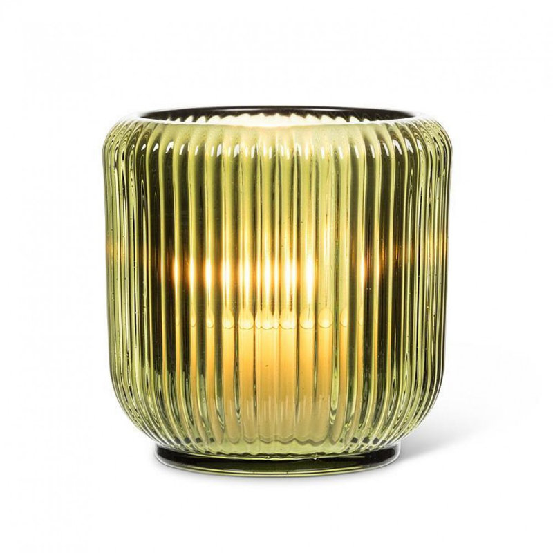 Large Ribbed Votive Candle Holder, 3.50'' H x 3.25'' W, Green