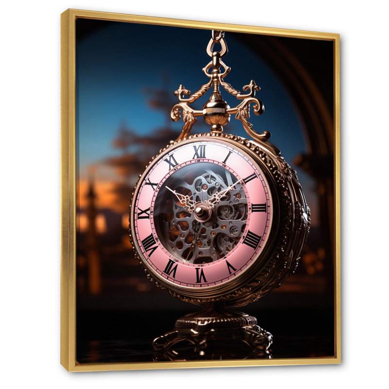 Horloge d'Izma, "Grace éternelle", reproduction sur toile, Cadre flottant doré, H 32 po x l 24 po x P 1 po