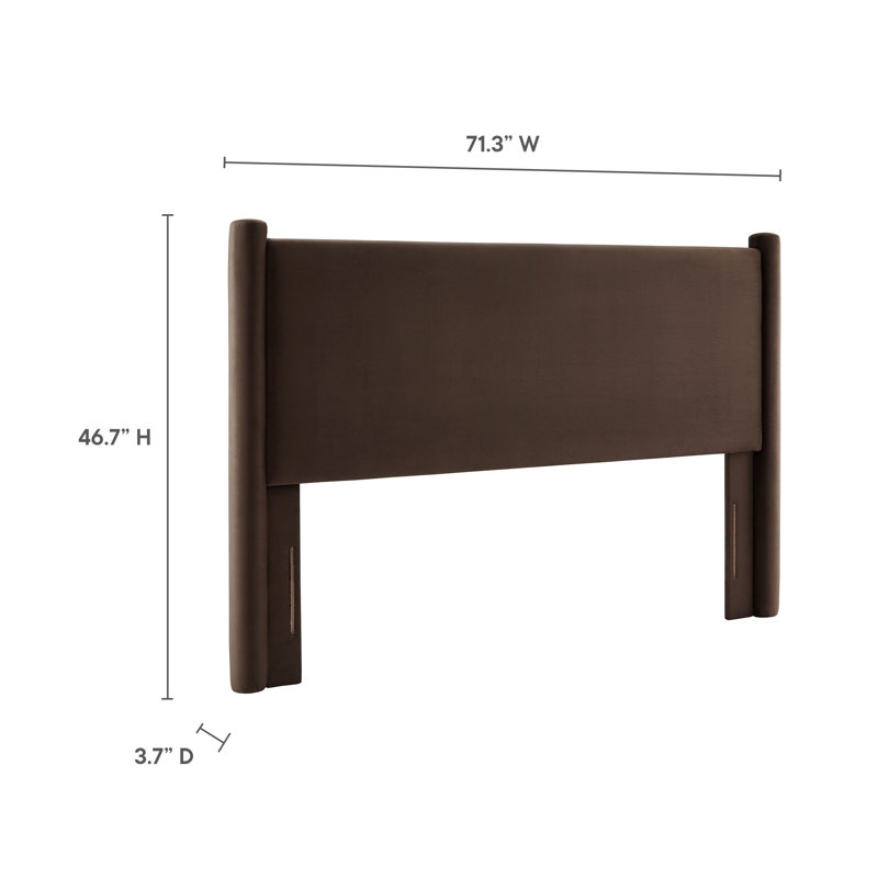 Rael Performance Velvet Headboard, Chocolate Brown, Queen