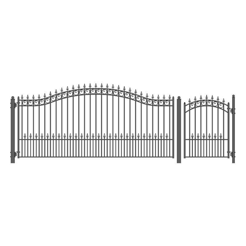 Barrière de portail simple en acier 6 pi. H Prague, H 72 po x l 216 po