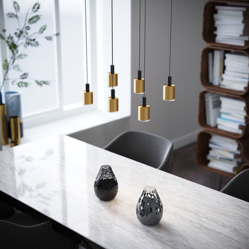 Essoura 6 - Light Cluster Pendant, Black/Brass