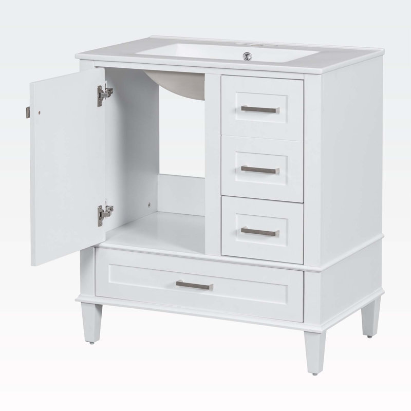 Strade 18.3'' Bathroom Vanity with Ceramic Top, White