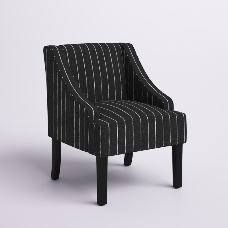 Fauteuil d'appoint Adona, 100 % coton noir / blanc