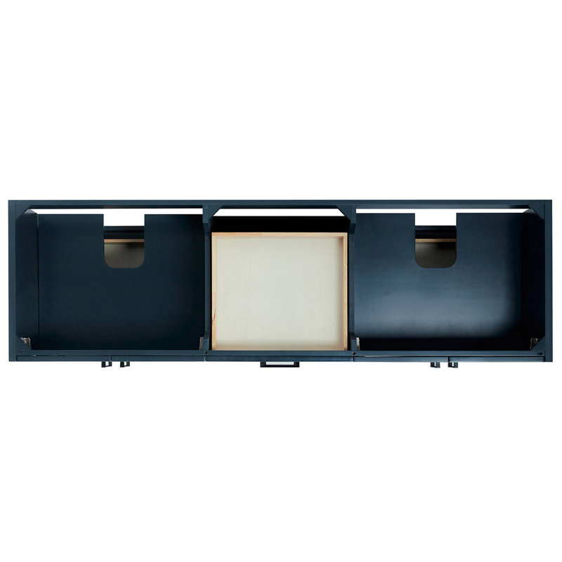 ARIEL Kelly 73 Double Sink Bathroom Vanity with Pure Quartz Top, Midnight Blue, Pure White Quartz, Rectangular