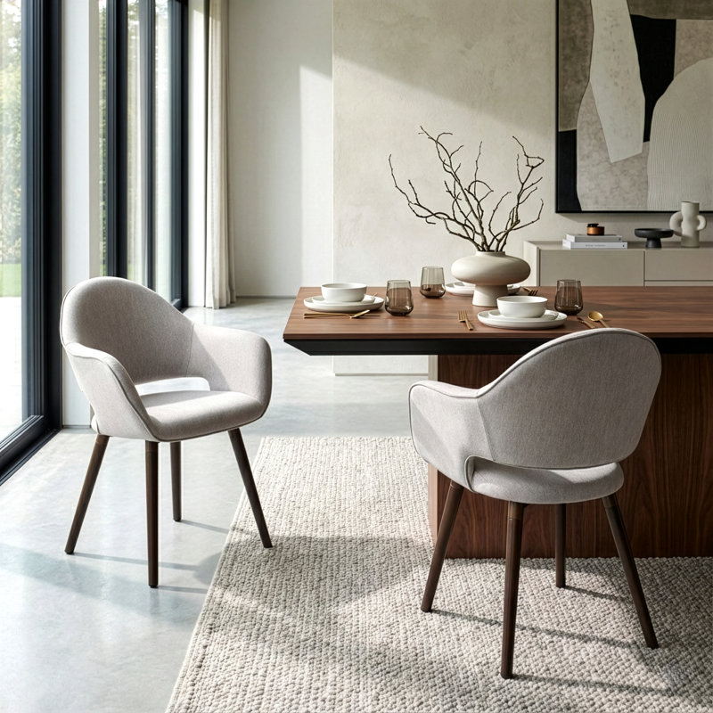 Bastiano 18.5'' H Upholstered Beech Armchair, Beige