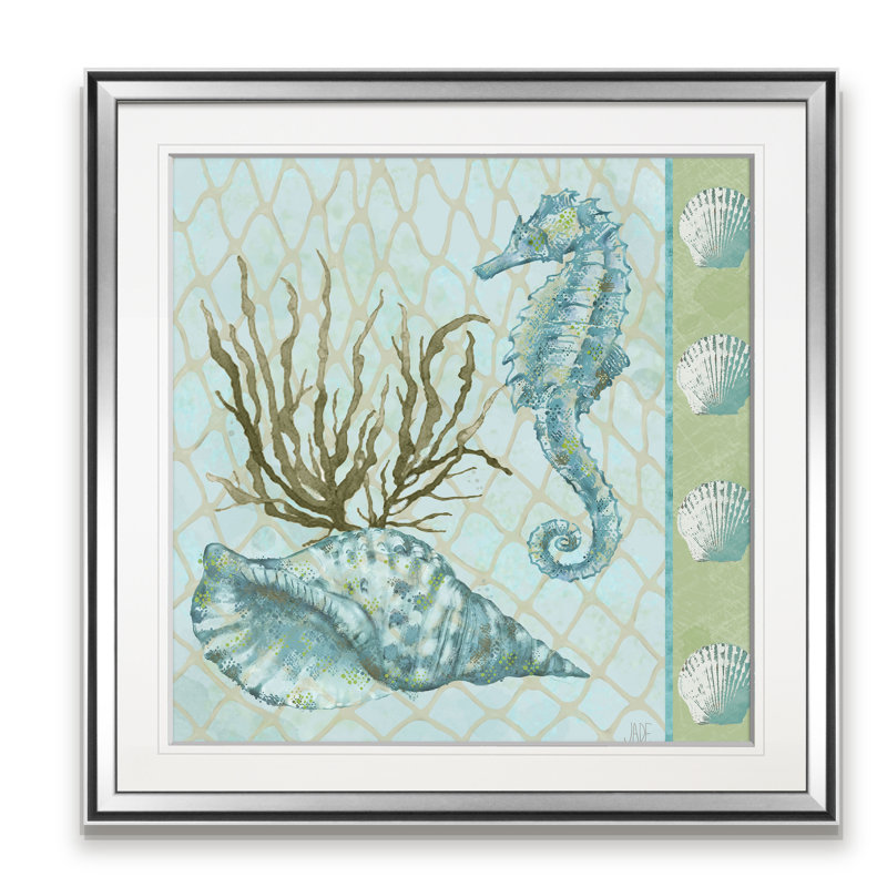 « under sea i », peinture, H 16 po x l 16 po x P 1,5 po, Encadrement argenté