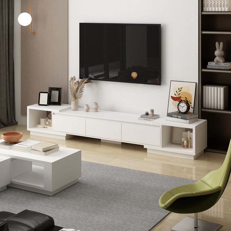 Basharat  Extendable TV Stand for TVs up to 88", White