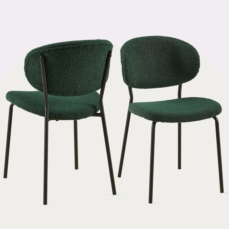 Ensemble de 2 chaises de salle à manger en tissu Boucle avec pieds en métal pour la salle à manger, la cuisine et le salon, 2