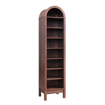 71" Tall Arched Bookcase with Adjustable Shelves, 8 Tier Narrow Wooden Bookshelf, Freestanding Storage Display Shelf for Living Room, Bedroom, Entryway