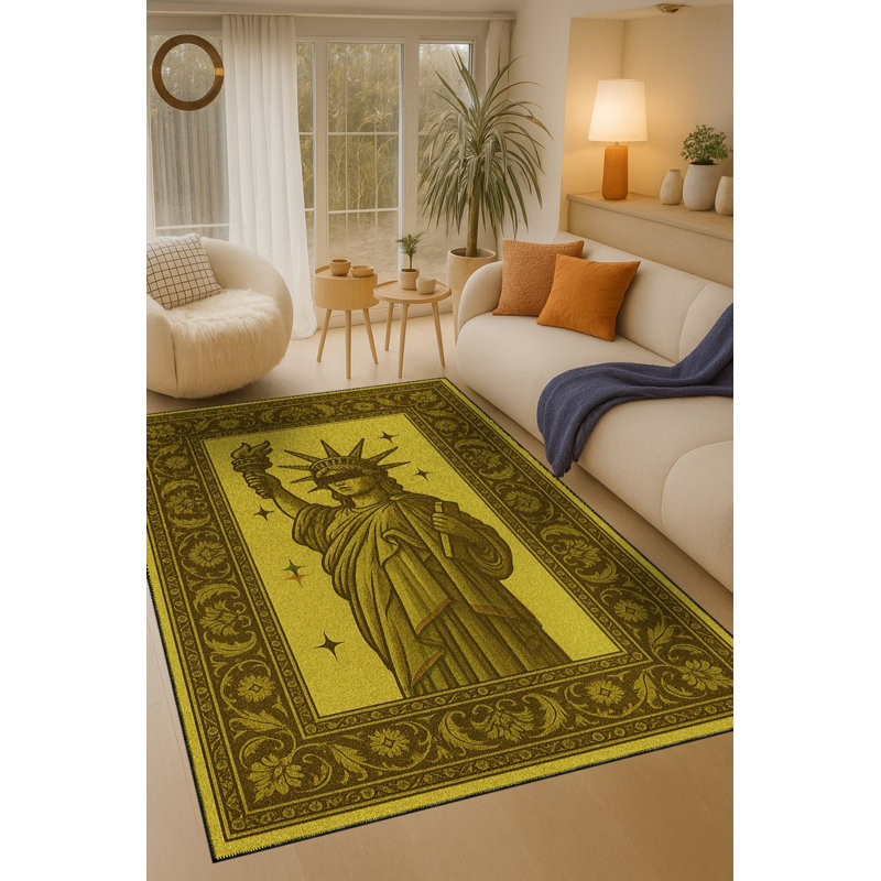 Tapis jaune tissé Mosso, 3'3" x 9'10"