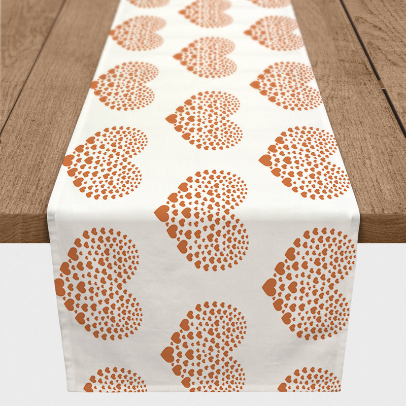 Ferrier Heart Table Runner, 90" L x 16" W, Orange