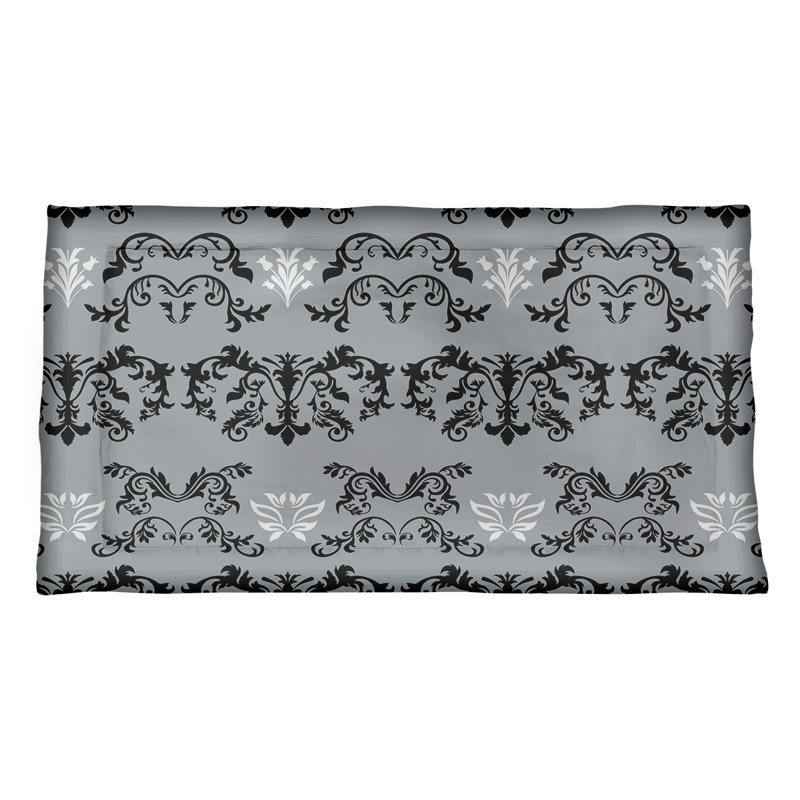 Football Baroque Pattern Pillow Sham, Polyester, King, Silver/Black/White