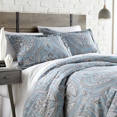Southshore Fine Linens Pure Melody Oversized Reversible Duvet Cover Set with One Pillow Sham, Soft Double-Brushed Microfiber Paisley Bedding with Reversible Design, Twin / Twin XL, Aqua