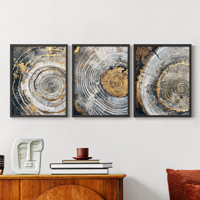 Abstract  Series  XC  -Set Of 3 Framed Giclee Prints -Ready to Hang